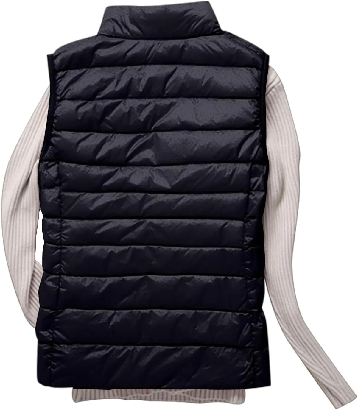 Womens Zip Up Warm Puffer Jacket Vest Oversized Lightweight Y2k Sleeveless Outerwear Plus Size Fall Fashion 2024