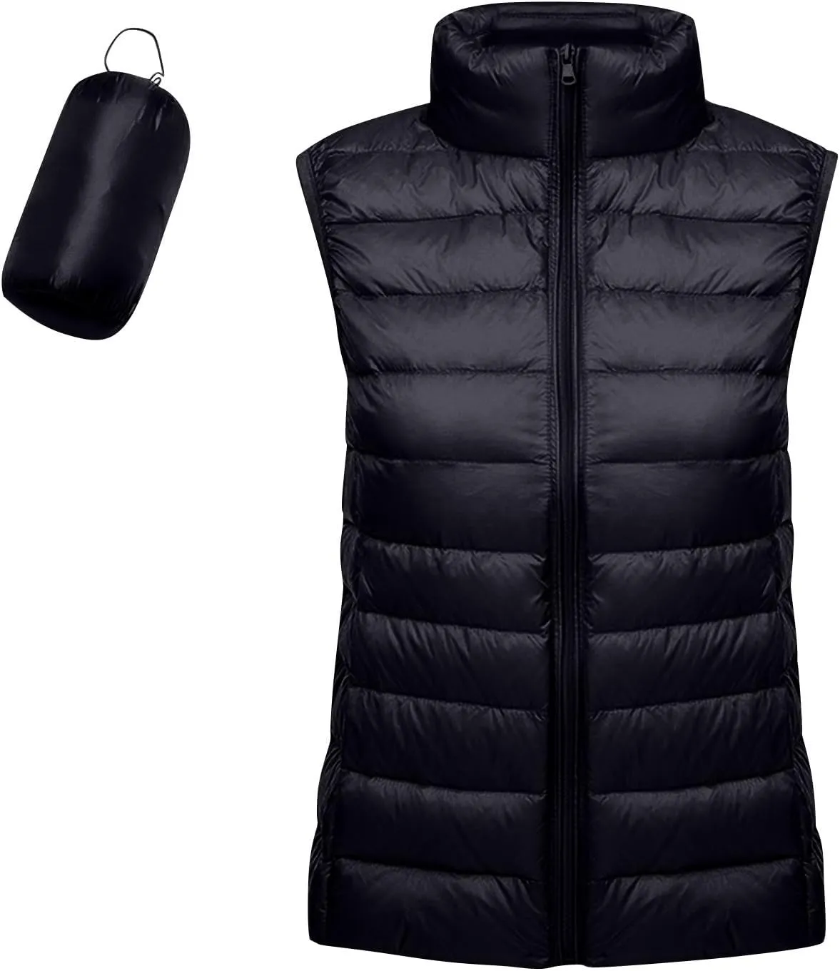 Womens Zip Up Warm Puffer Jacket Vest Oversized Lightweight Y2k Sleeveless Outerwear Plus Size Fall Fashion 2024
