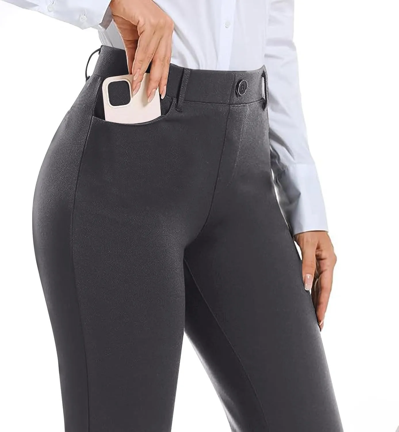 Work Pants Women Business Casual Dress Pants Trousers Bootcut Pants with Pockets Ladies High Waisted Office Pants