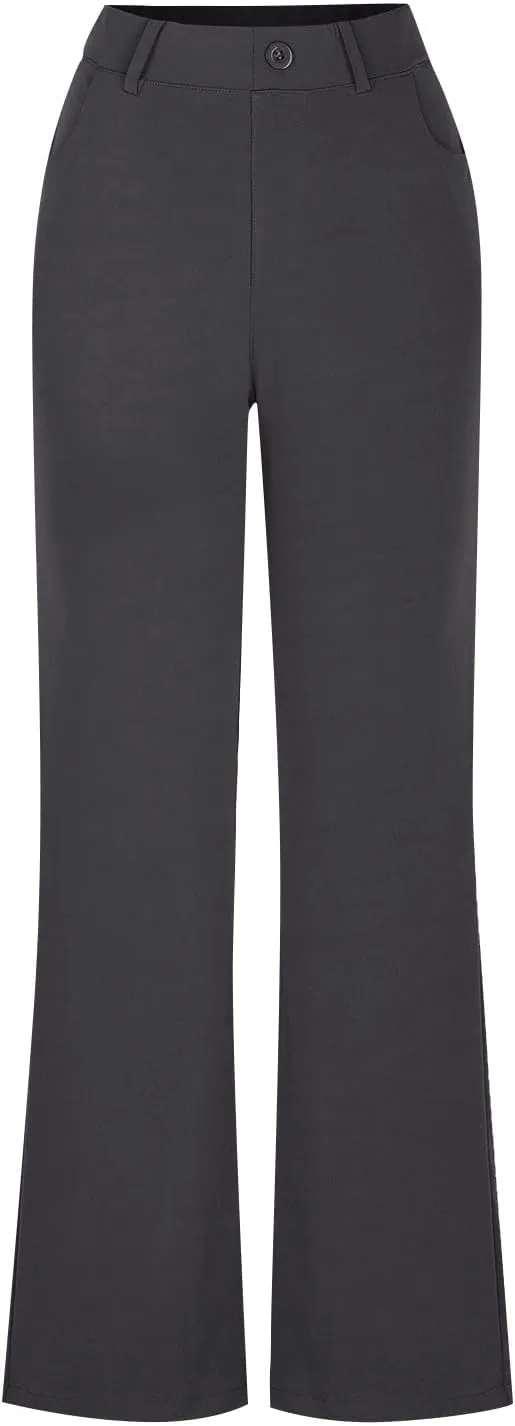 Work Pants Women Business Casual Dress Pants Trousers Bootcut Pants with Pockets Ladies High Waisted Office Pants
