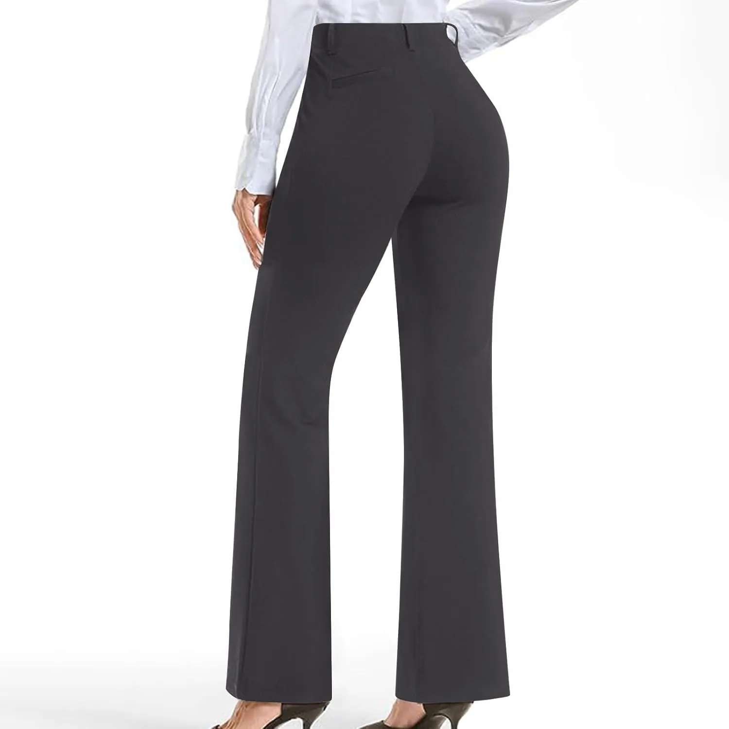 Work Pants Women Business Casual Dress Pants Trousers Bootcut Pants with Pockets Ladies High Waisted Office Pants
