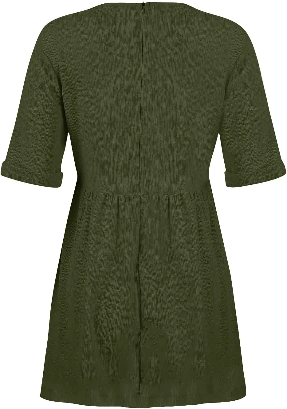 Xiaojmake Sleeveless Summer Dresses for Women Textured Pleated Line Mini Tshirt Dress with Pockets V Neck Loose Shift Dress