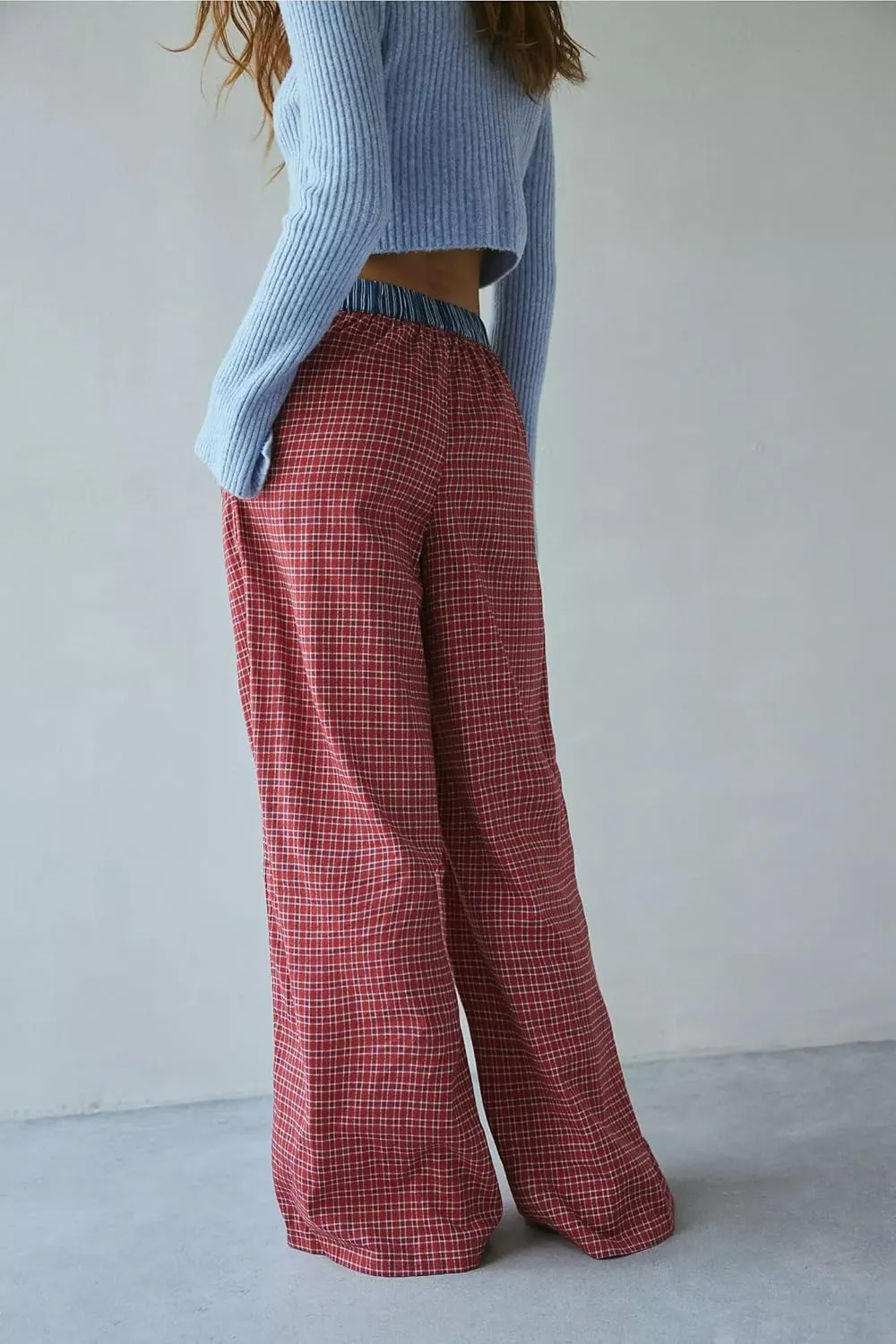 Y2k Striped Pants for Women Wide Leg Drawstring Elastic Low Rise Pajama Pants Lounge Wear Trousers