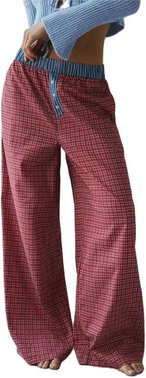 Y2k Striped Pants for Women Wide Leg Drawstring Elastic Low Rise Pajama Pants Lounge Wear Trousers