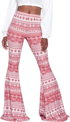YUZIBAO Women's Flare Yoga Leggings High Waisted Boho Palazzo Wide Leg Pants Bell Bottoms