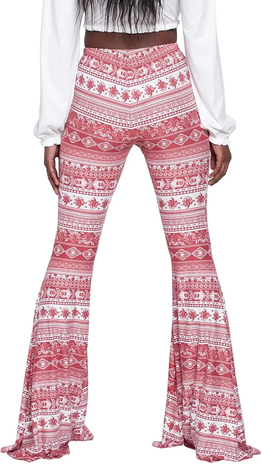 YUZIBAO Women's Flare Yoga Leggings High Waisted Boho Palazzo Wide Leg Pants Bell Bottoms